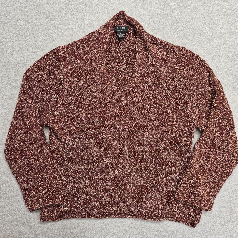 Vintage Sigrid Olsen Sweater XL Geometric Hand Knit Wool Pullover 80s 90s Boho